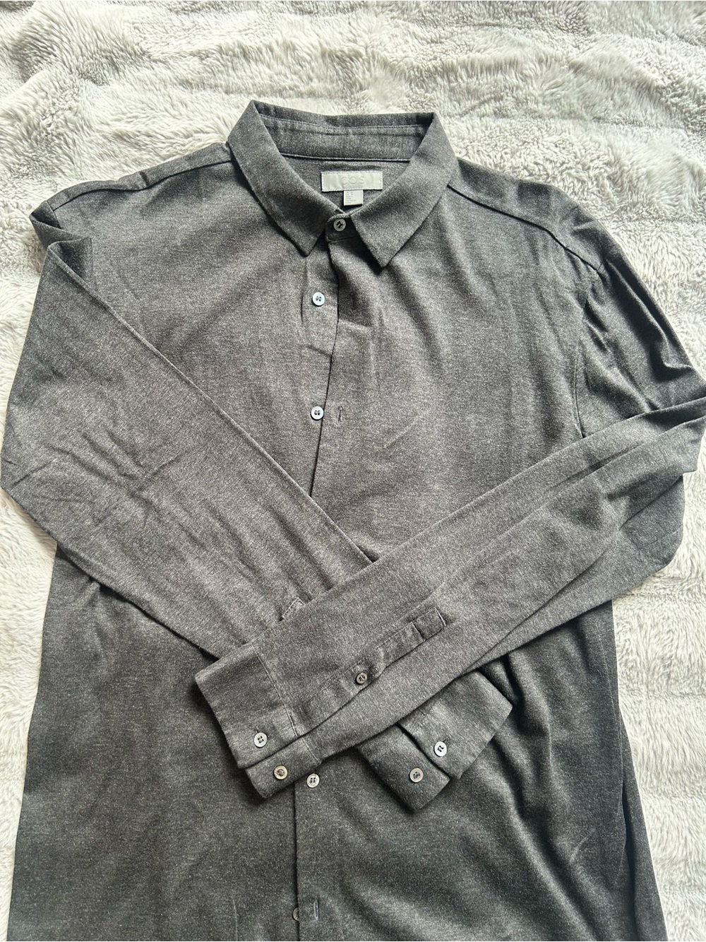 COS Men's Charcoal Long-Sleeve Button-Down Shirt
